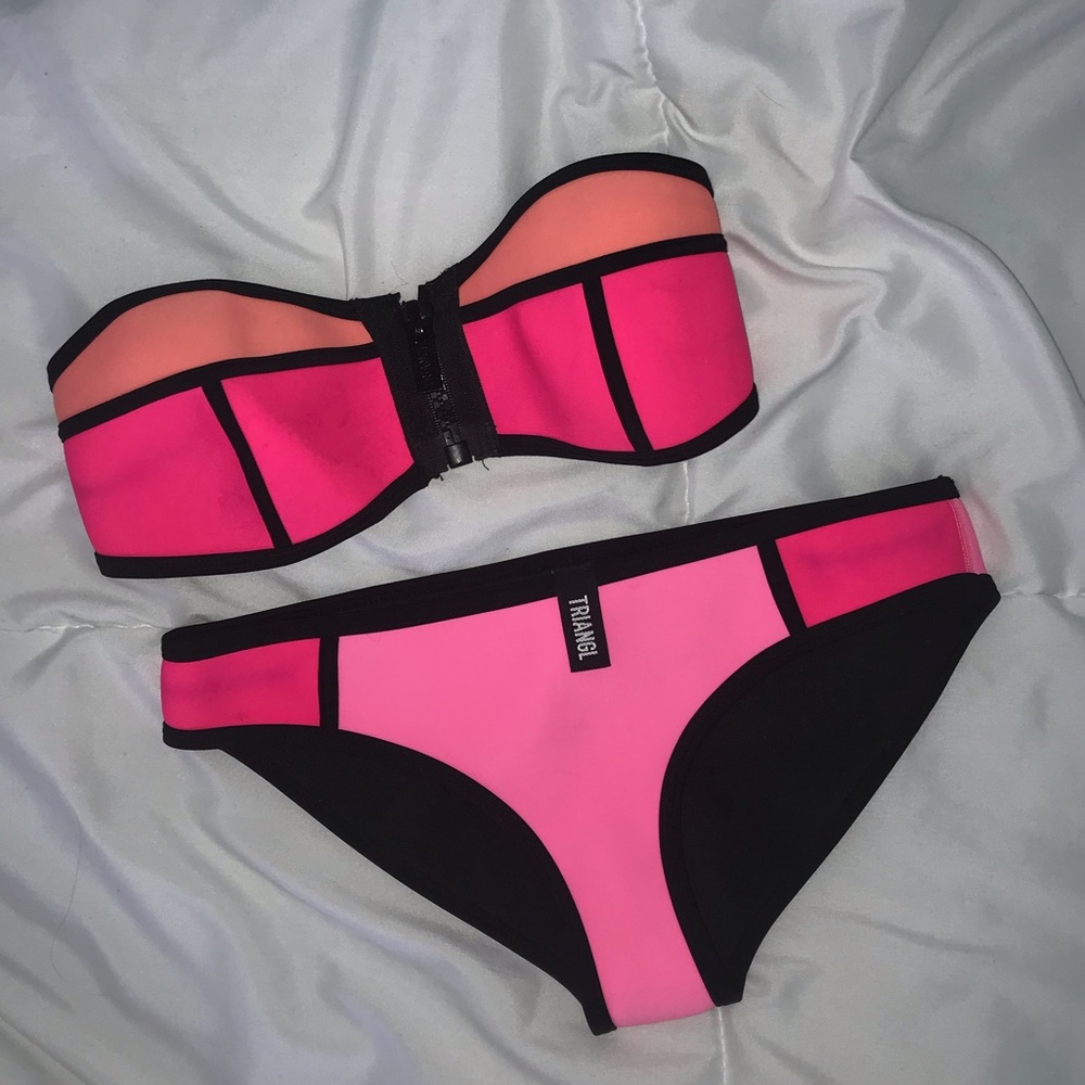 Hot Pink and Orange Triangl Bikini